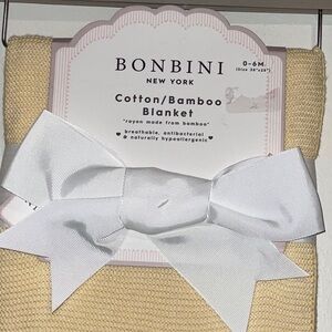 BONBINI NEW YORK YELLOW COTTON BAMBOO KNIT NEW BORN BABY BLANKET 38x28 NWT
